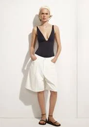 Bonded-Scuba V-Neck Swimsuit