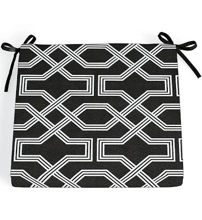 19" X 17-1/2" Replacement Seat Cushion - Knife-Edge, Knife Edge/Lattice Black - Grandin Road