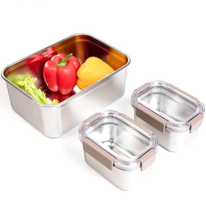 LocknLock Stainless Steel Food Storage Containers with Lids, Metal Lunch Boxes, Leak-Proof, Microwave, Freezer and Dishw