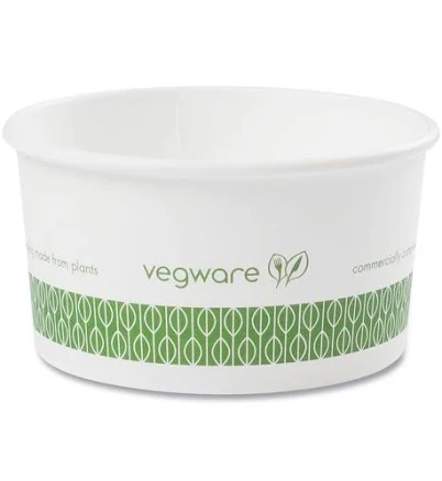 Vegware Soup Containers 6 oz 3.5" Diameter x 1.7"h Green/White Paper 1,000/