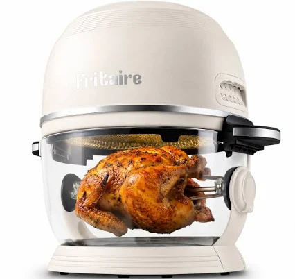 Fritaire Non-Toxic Air Fryer-Teflon & BPA-Free,4.7LGlass Bowl, 360 Visibility,Easy Self-Cleaning,Vortex for Even Cooking