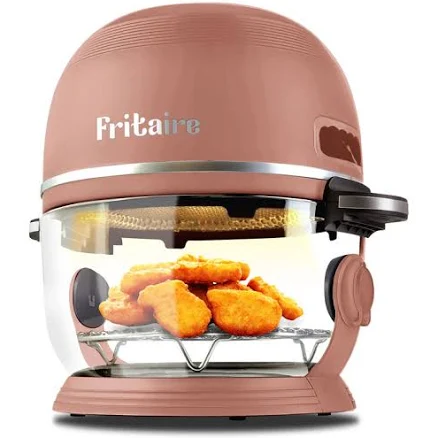 Fritaire Self-Cleaning Glass Bowl Air Fryer Mauve Rose