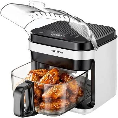 NutriChef 5.8 Qt Glass Air Fryer – 8-in-1 Digital Presets