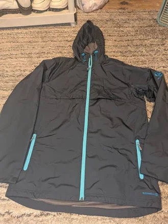 Merrell Jackets & Coats | Merrell Raincoat With Teal Accents | Color: Black/Blue | Size: L