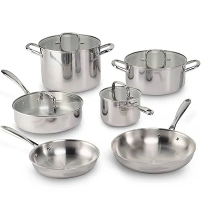 Tramontina Triverge 10 Piece Tri Ply Clad Stainless Steel Cookware Set, Induction Ready and Oven Safe