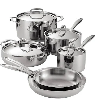 Tramontina Signature 10 Piece Tri-Ply Clad Stainless Steel Cookware Set