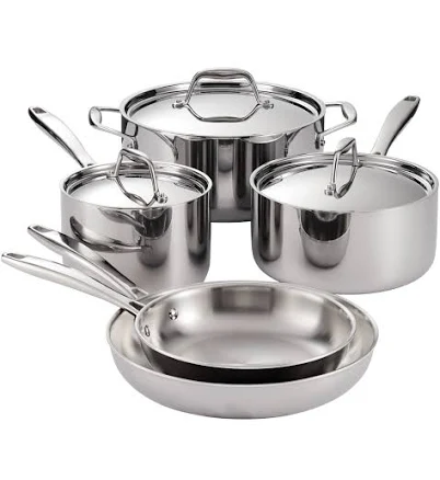 Tramontina Gourmet Tri-Ply Clad 8-Piece Stainless Steel Cookware Set