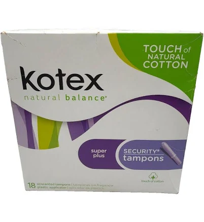 Discontinued 2004 Kotex Natural Balance Security Tampons Super Plus 18