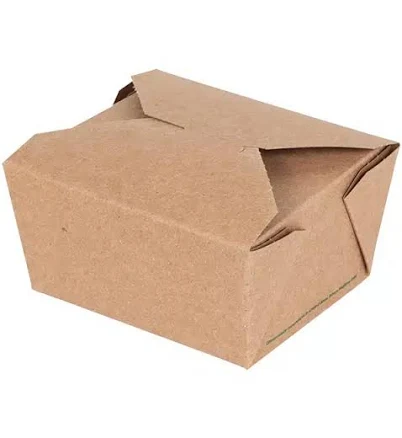 BioPlus TERRA #1 Natural Kraft Compostable Paper Takeout Box, 4.375 x 3.5 x 2.5