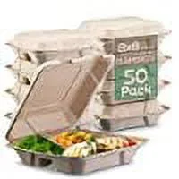 100% Compostable Clamshell Take Out Food Containers