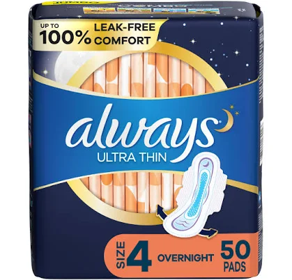 Always Ultra Thin Overnight Pads with Wings