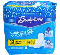 Maxi Pads 12CT Regular W/Wings Bodyform Super Comfortable & Leak-Proof Protection Cushion Soft
