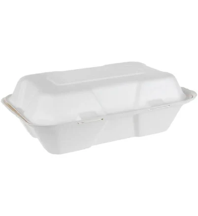 Bagasse Compostable Lunch Box 9x6 Inch White