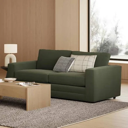 Article Green Velvet Sofa 84"W Stain-resistant Performance Velvet