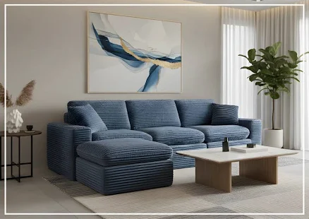 Klaussner Pacira Fabric 3-Seater Sofa With Matching Ottoman