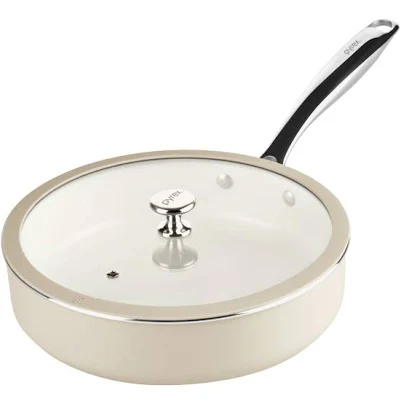 Pyrex Ceramic Cookware 10.8-in/3.5qt Deep Fry Pan with Lid