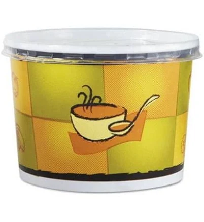 250 Per Carton HU 12 oz Streetside Squat Paper Food Container with Lid