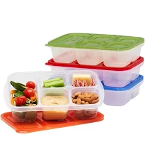 Easylunchboxes Bento Lunch Boxes Reusable 5-Compartment Food Containers for School, Work, and Travel
