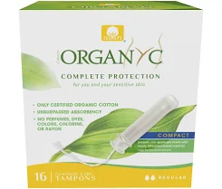 Organyc Tampons Compact Applicator Regular 16 Pieces