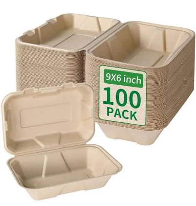 Anqtovp Compostable Bagasse Takeout Containers with Lids