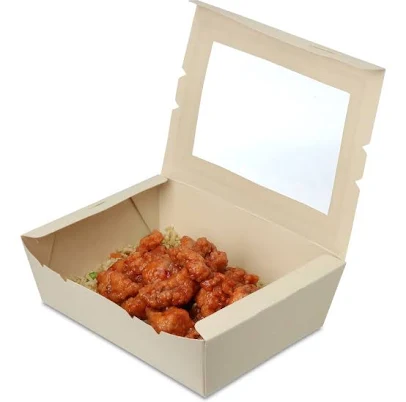 #3 Bamboo Compostable Takeout Containers w. Window and Sticker Seal (200 / case)