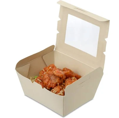 #1 Bamboo Compostable Takeout Containers w. Window and Sticker Seal (200 / case)