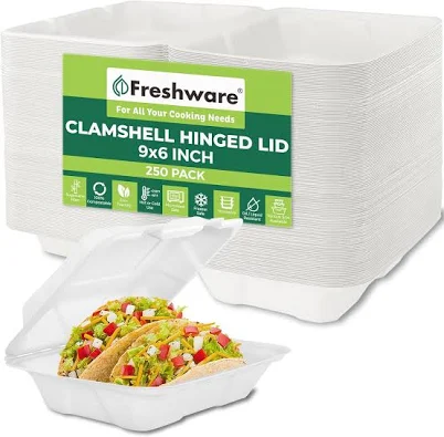 Freshware Compostable Clamshell Food Containers