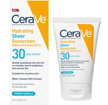 CeraVe Hydrating Sheer Face and Body Sunscreen SPF 30