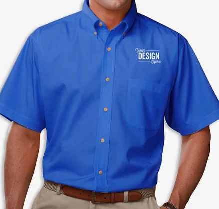Blue Generation Scotchgard Embroidered Short Sleeve Dress Shirt
