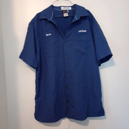 Xl Aramark Flexfit Blue Work Shirt Short Sleeve Uniform
