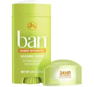 Ban Invisible Solid Antiperspirant Deodorant Sweet Simplicity Scent 2.6oz