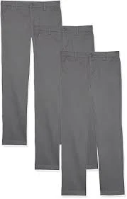 Amazon Essentials Girls and Toddlers' School Uniform Straight Leg Adjustable Waist Flat-Front Chino Pants, Pack of