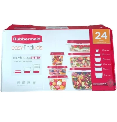 Rubbermaid 24 Pc Easy Find Lid Containers & 8 Pc Stainless Container Set