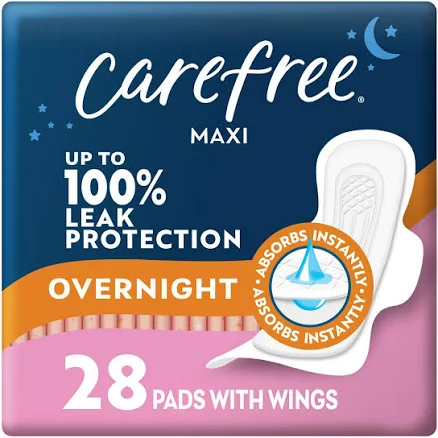 Carefree Maxi Overnight Pads with Wings