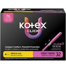 u by kotex compact regular unscented tampons, 32 tampons