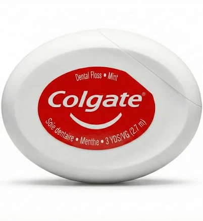 Colgate Total Dental Floss, Mint Flavor, Travel Size 3 Yards, Waxed Glide Floss for Plaque Removal Between Teeth and Along Gumline, Compact Pocket
