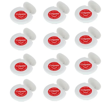 12 Pack, Colgate Floss Mint Waxed Dental Floss, Travel Size, 3 Yards
