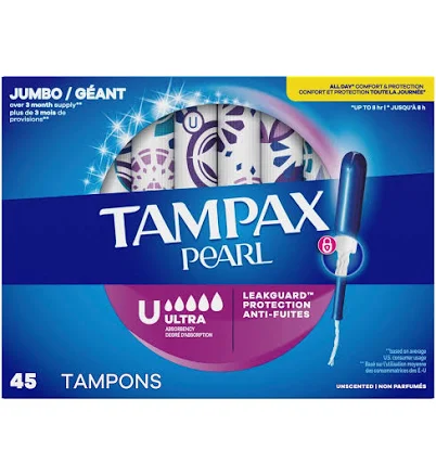 Tampax Pearl Ultra Absorbancy Tampons, Unscented, 50 Count