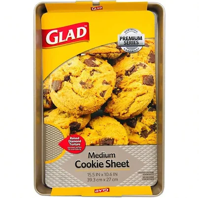 Glad Premium Nonstick Baking Sheet Parchment Paper Heavy Duty Raised Diamond Texture Medium Cookie Pan Bakeware,M