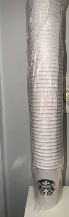 Starbucks Paper Cups - 46 Ct/ Sealed Sleeve. White Disposable Coffee