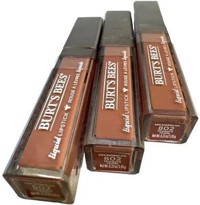 3 Burts Bees Liquid Lipstick 802 Niagra Nude 0.2oz Ea