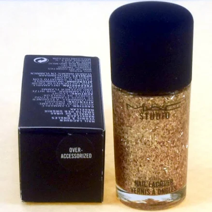 Mac Cosmetics Mac Nail Lacquer Polish Over-Accessorized (Pink Gold Glitter ) Boxed