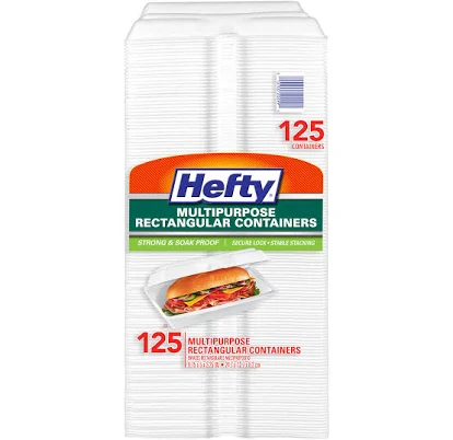 Hefty Food Service Containers Rectangle 9 3/4" x 5" x 3 1/4" 125 ct