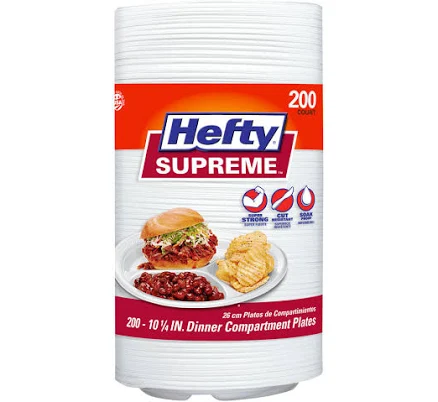 Hefty Supreme 3-Compartment Foam Plates 10 1/4" 200 ct.