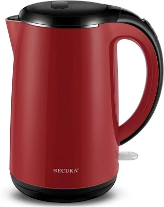 Secura Original Stainless Steel Double Wall Electric Water Kettle 1.8 Quart with Auto Shut-Off & Boil-Dry Protection