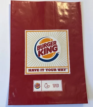( 5 pack Vintage Burger King Thick Sleeves Wrappers Collectible Advertising