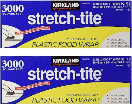 Signature Plastic Food Wrap - 6000 Sq. Ft (2 Pack, 12" X 3000 Sq. Ft