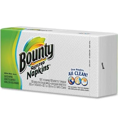 Bounty Quilted Napkins, 1-Ply, White, 100 Count