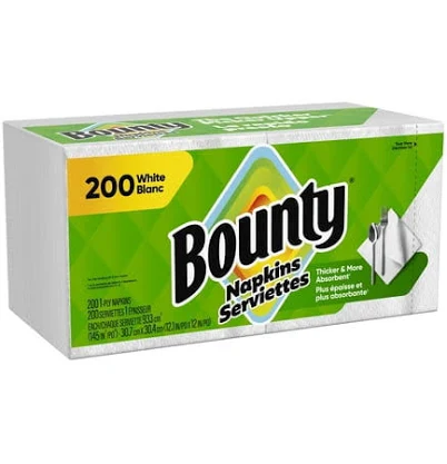 Bounty Paper Napkins, 2-ply napkin - White, 200 Count