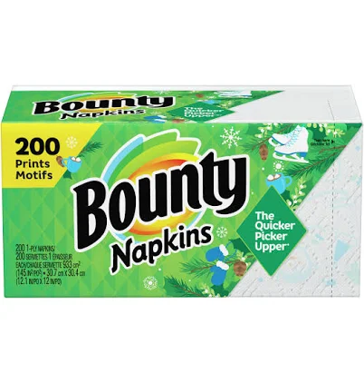 Bounty 12.1 in. x 12 in White 1-Ply Napkins